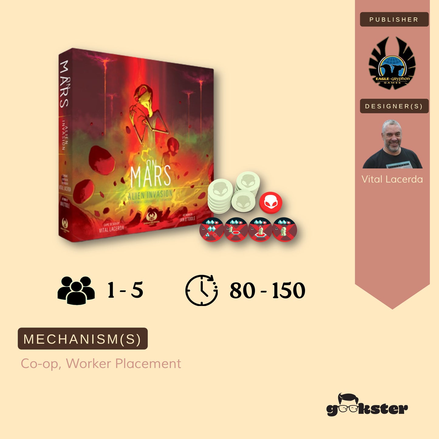 On Mars: Alien Invasion Expansion + Wooden Alien Token