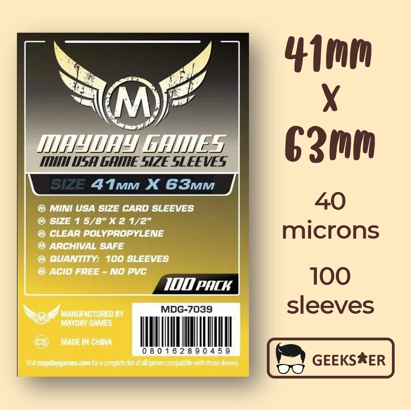 41 x 63 mm card sleeves Sleeve Kings Mini USA Card Sleeves (41x63mm) main image 1