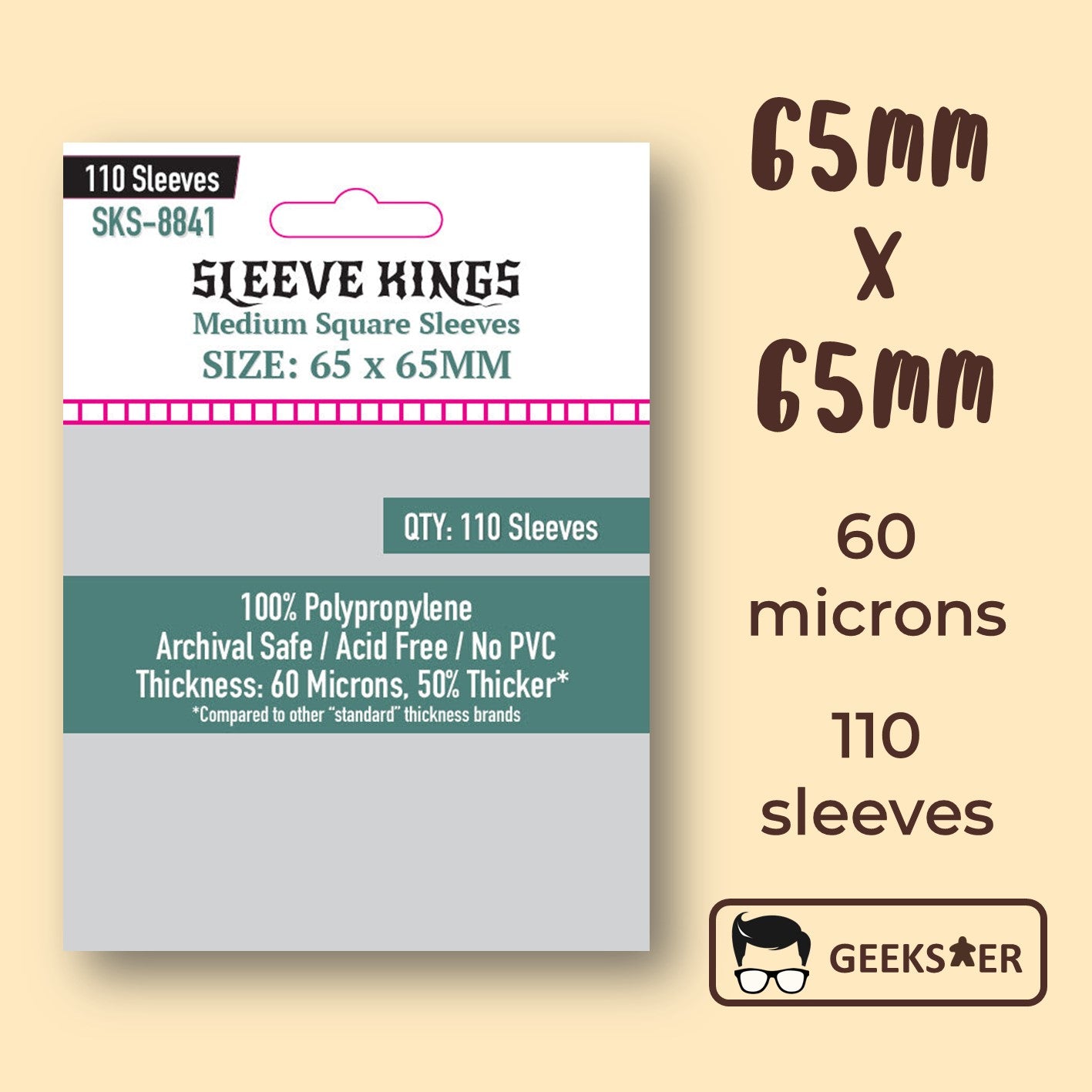 [65 X 65mm] 8841 Sleeve Kings Medium Square