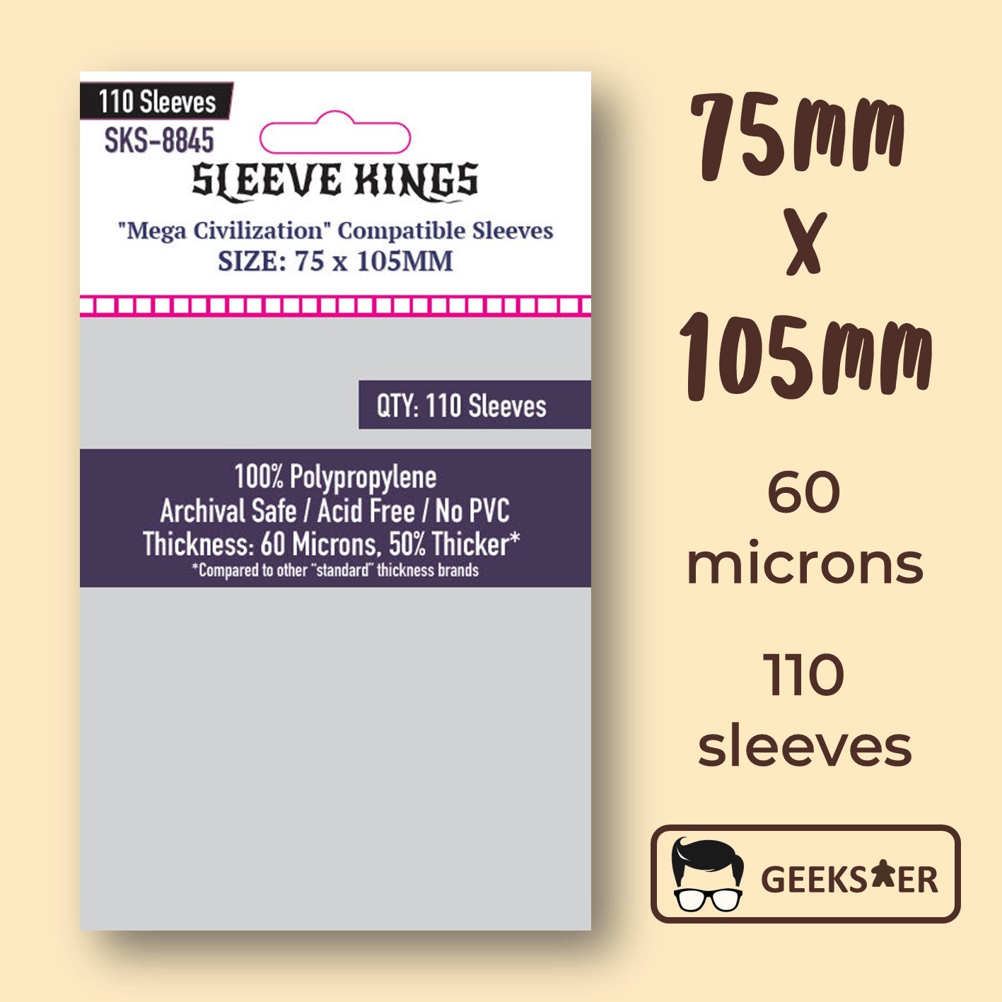 [75 X 105mm] 8845 Sleeve Kings "Mega Civilization" Compatible