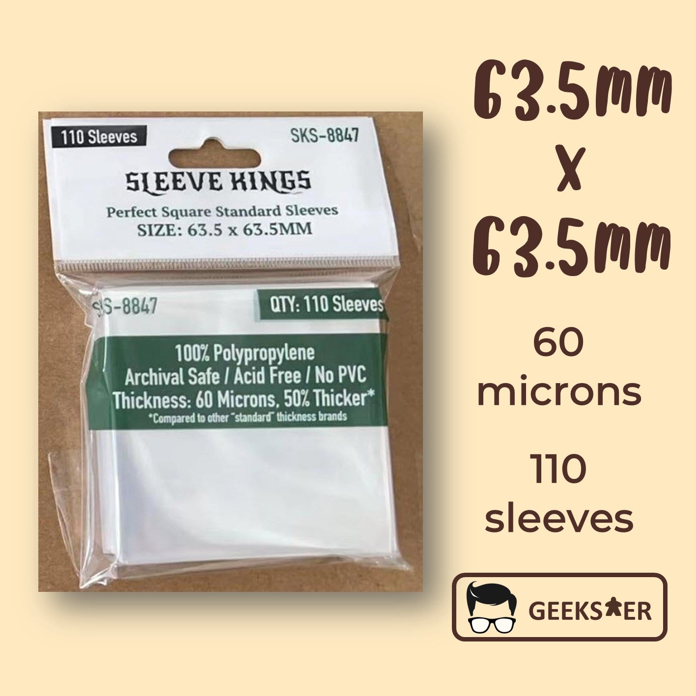 [63.5 X 63.5mm] 8847 Sleeve Kings Small Square