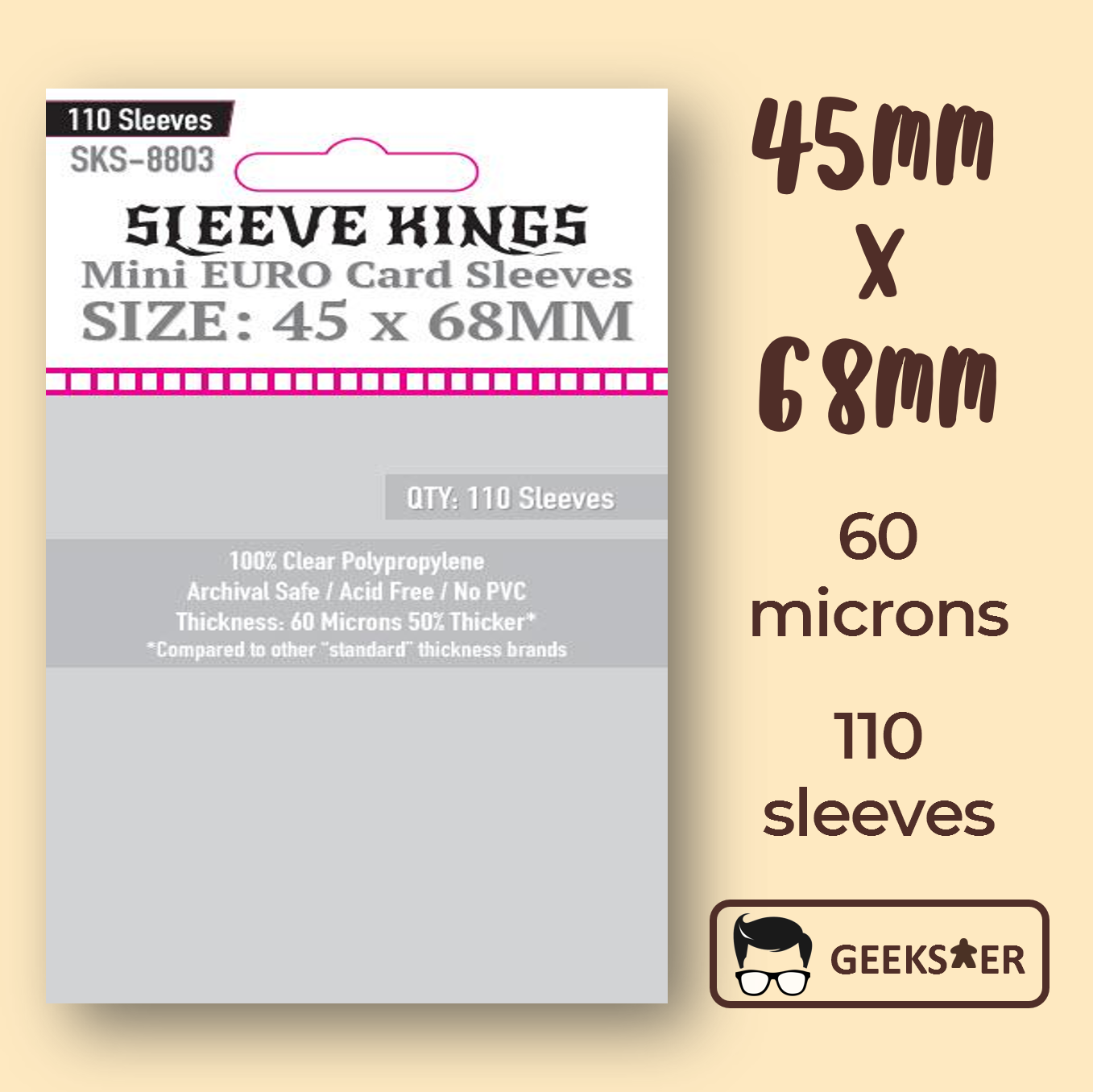 [45 X 68mm] 8803 Sleeve Kings Mini Euro Geekster