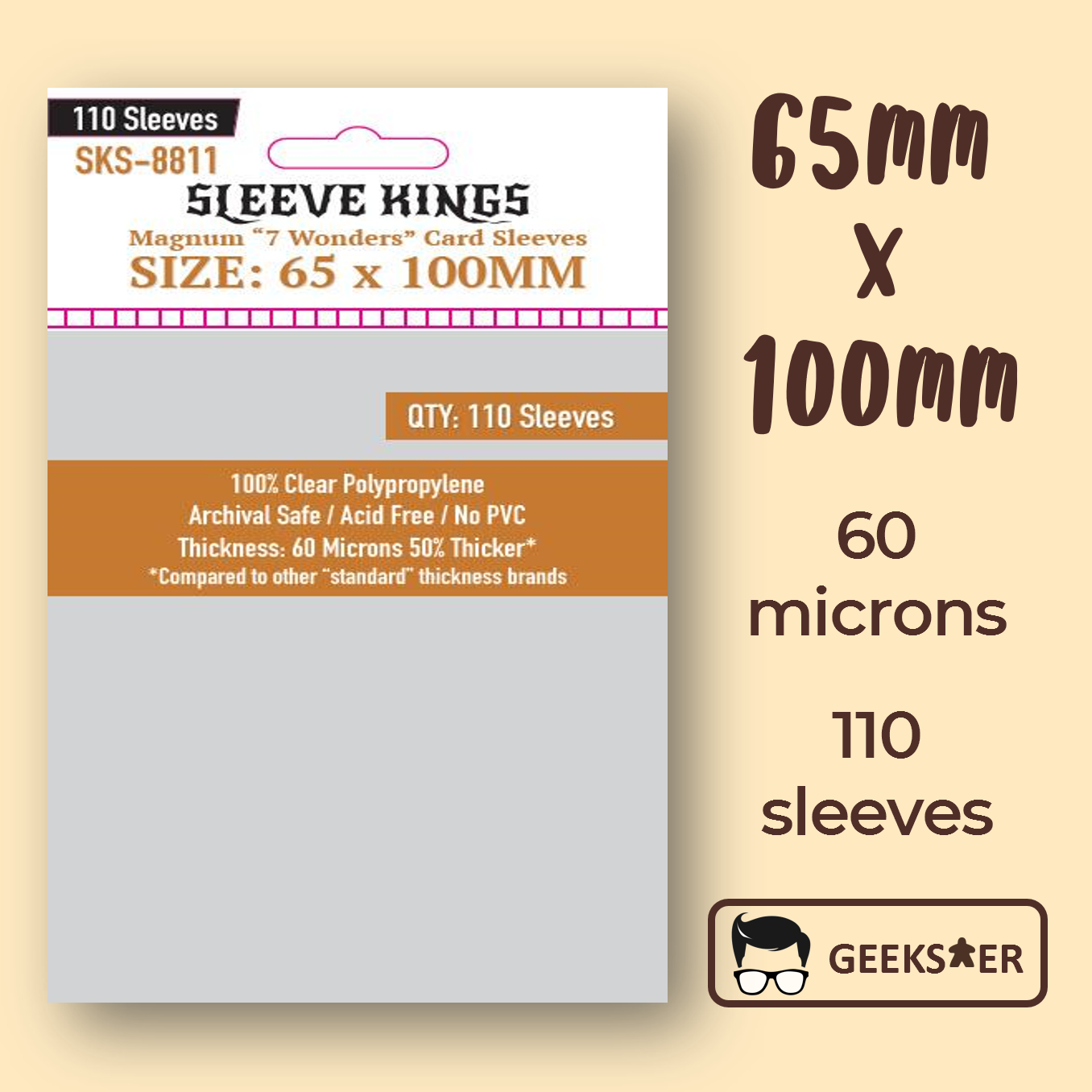 [65 X 100mm] 8811 Sleeve Kings Magnum "7 Wonders"