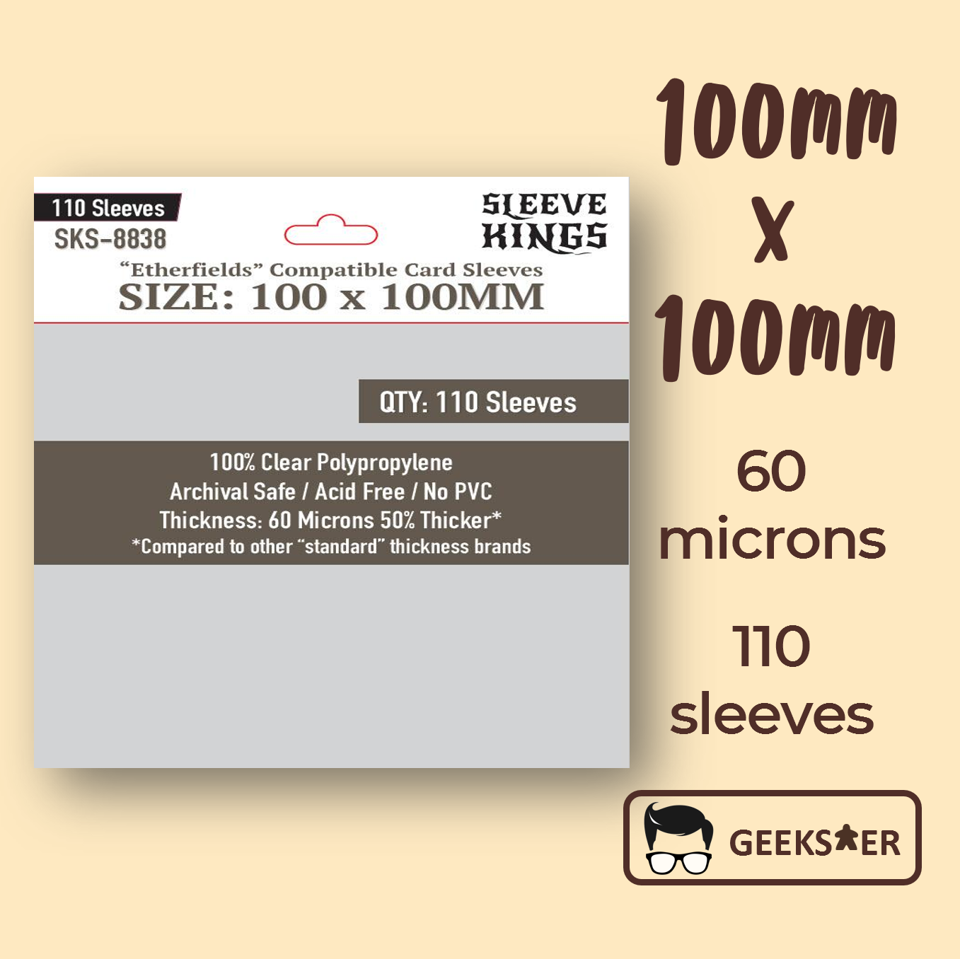 [100 X 100mm] 8838 Sleeve Kings "Etherfields" Compatible Geekster