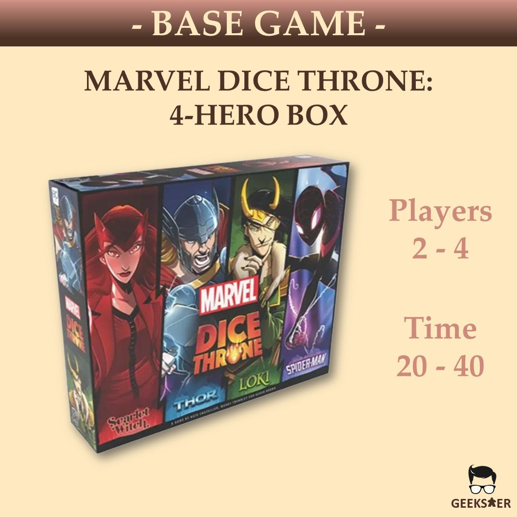 Marvel Dice Throne: 4-Hero Box (Scarlet Witch, Thor, Loki, & Spider-Man) [Minor Dent]